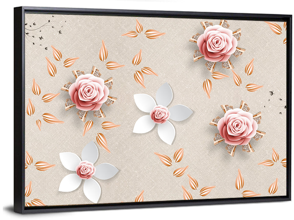 Jeweled Rose Floral Illustration Wall Art