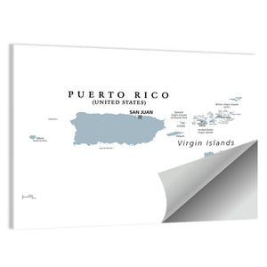 Puerto Rico & Virgin Islands Political Map Wall Art