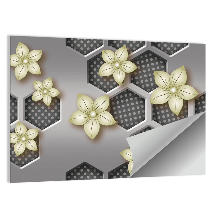 Honeycomb 3d Flower Mural Wall Art as a poster print