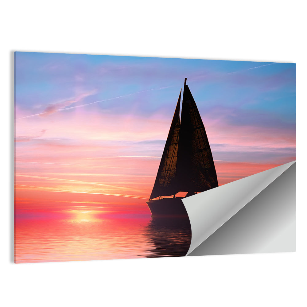 Sailing At Sunset On The Ocean Wall Art