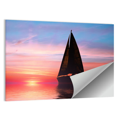 Sailing At Sunset On The Ocean Wall Art