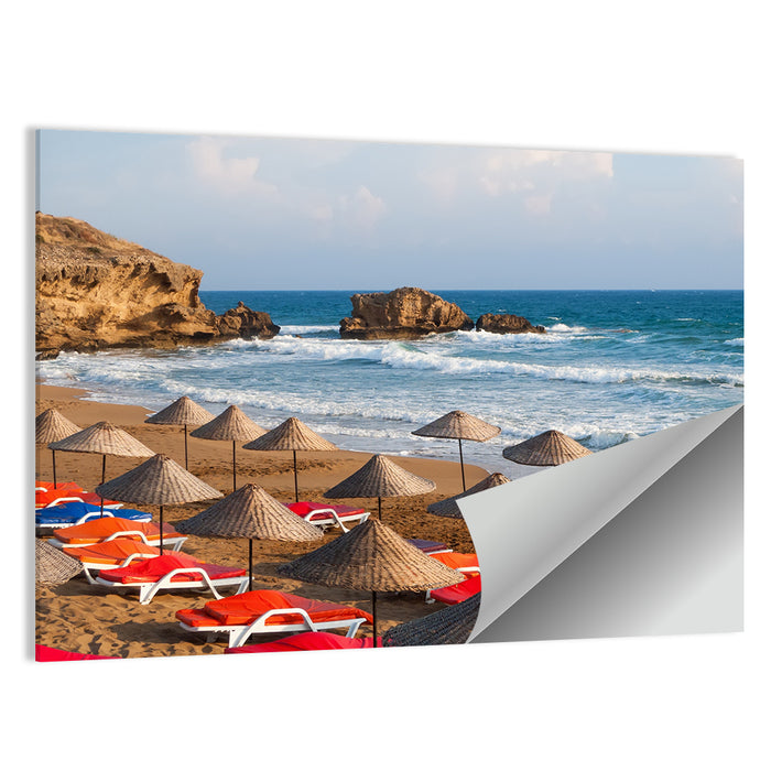 Straw Umbrellas on Sunny Beach Wall Art as a poster print