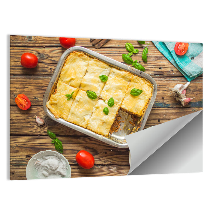 Rustic Homemade Lasagna Wall Art as a poster print