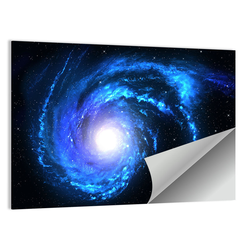 Glowing Blue Spiral Galaxy Wall Art