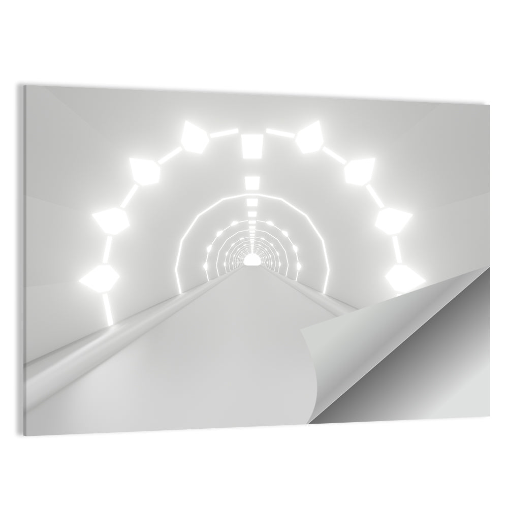 3d White Tunnel with Diamond Lights Wall Art