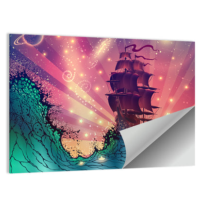Ship On Sea Waves Wall Art