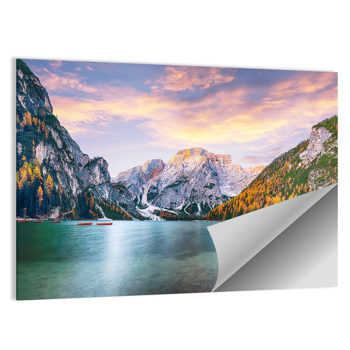 Lago Di Braies Golden Hour Wall Art as a poster print
