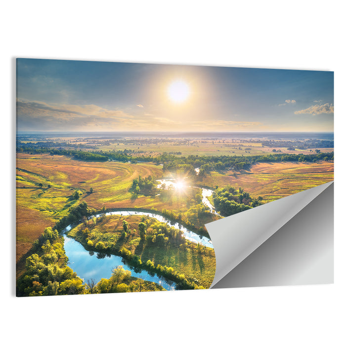 Meandering River at Summer Sunrise Wall Art as a poster print