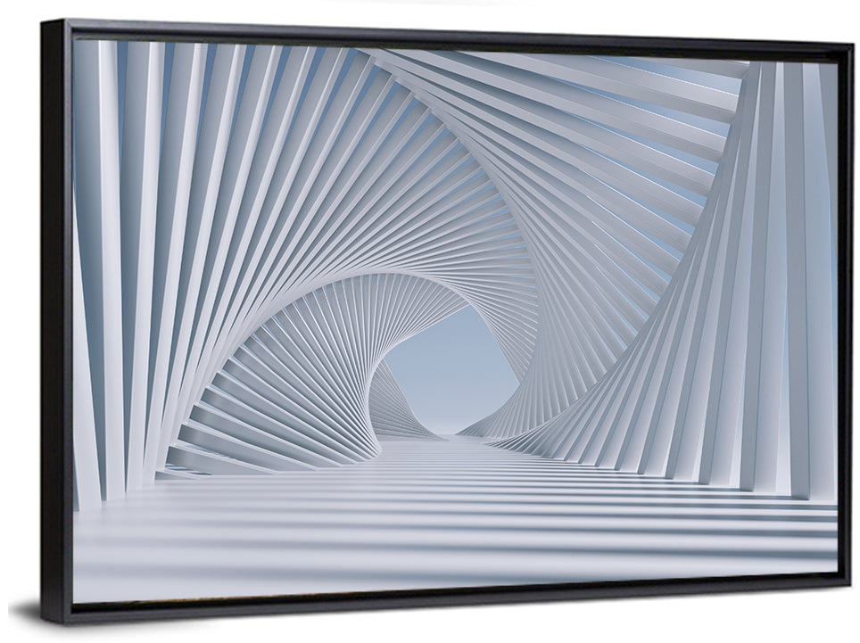 3d White Spiral Tunnel Wall Art