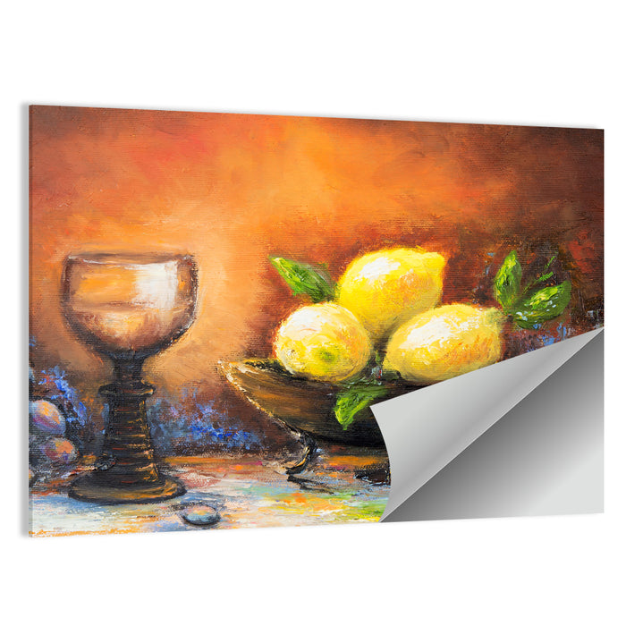 Lemons and Peach Still Life Wall Art as a poster print