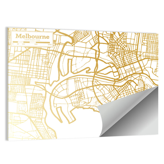 Melbourne Street Network Map Wall Art as a poster print