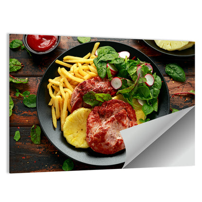 Fried Gammon Steak With Fries Wall Art