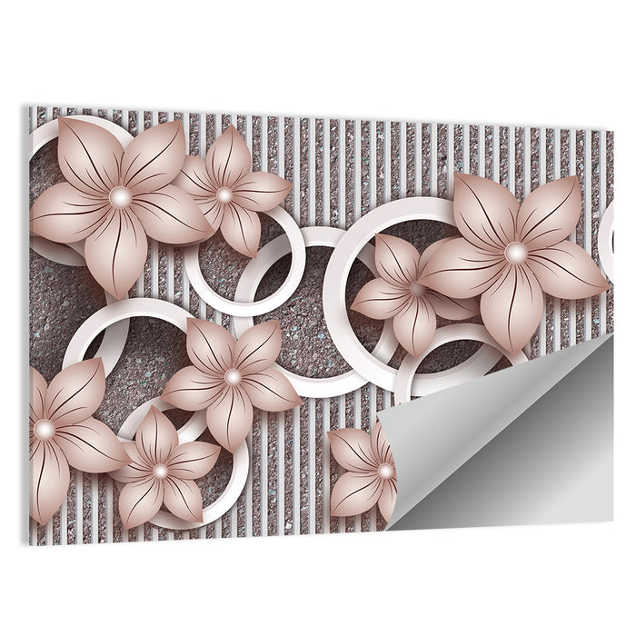3d Floral Rings in Pink and Gray Wall Art as a poster print