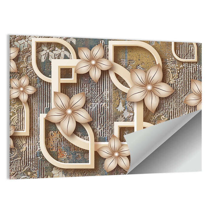Golden Floral Geometry Wall Art as a poster print