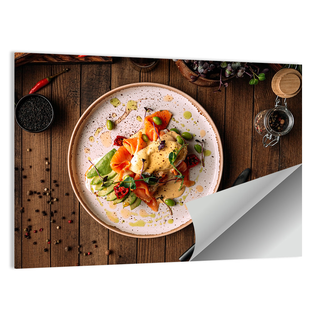 European Breakfast With Bruschetta Salmon Avocado And Cheese Wall Art