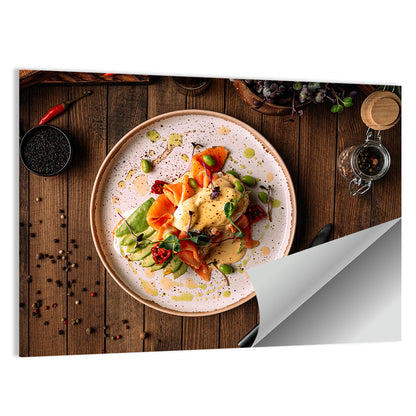 European Breakfast With Bruschetta Salmon Avocado And Cheese Wall Art