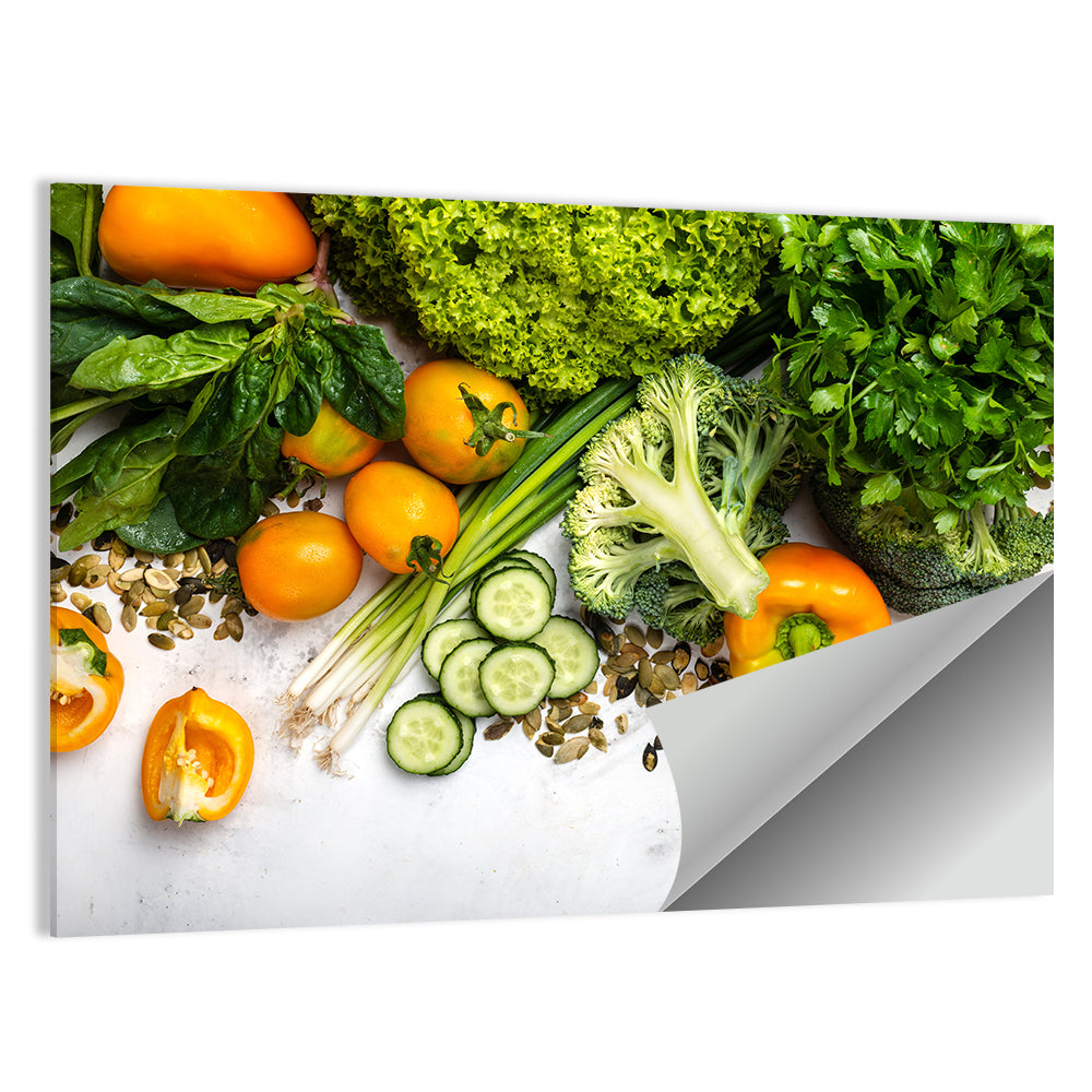 Fresh Vegetable Flat Lay Wall Art
