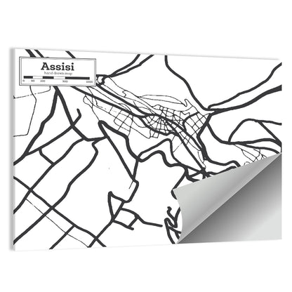 Assisi City Map Wall Art