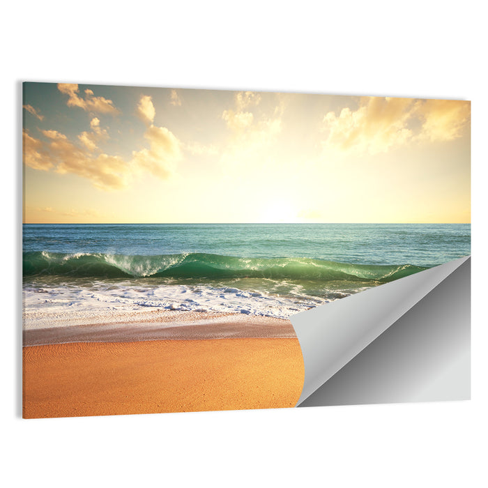 Sunset Over Breaking Wave Wall Art as a poster print