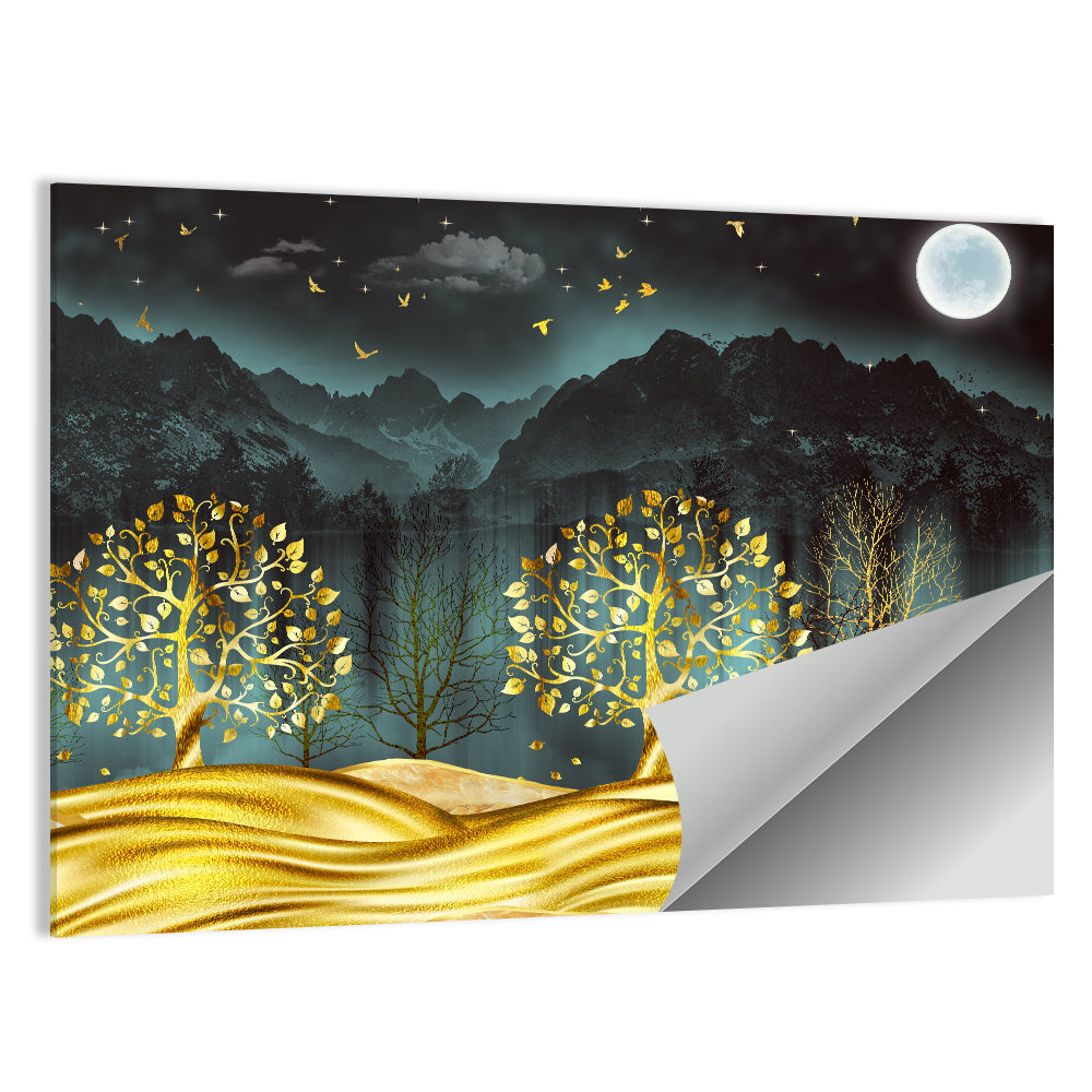 Golden Moon Jungle Landscape Wall Art