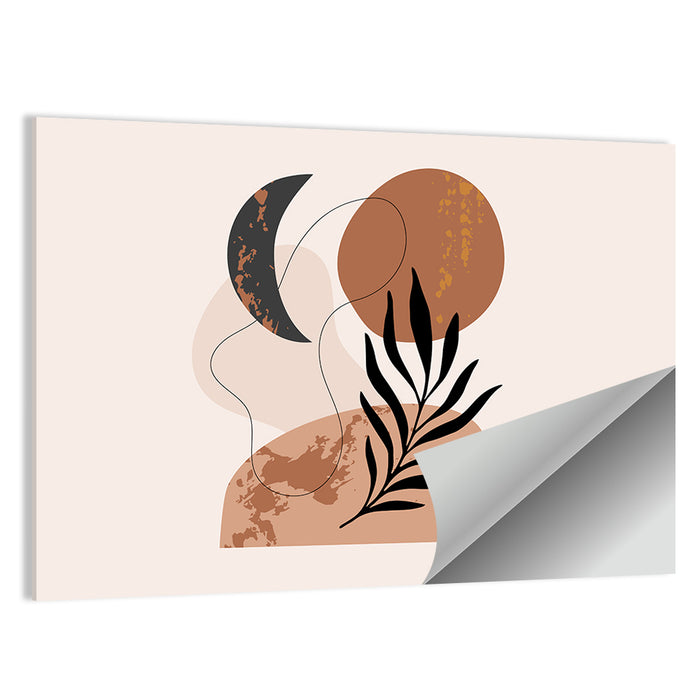 Crescent Moon Botanical Minimalist Wall Art as a poster print