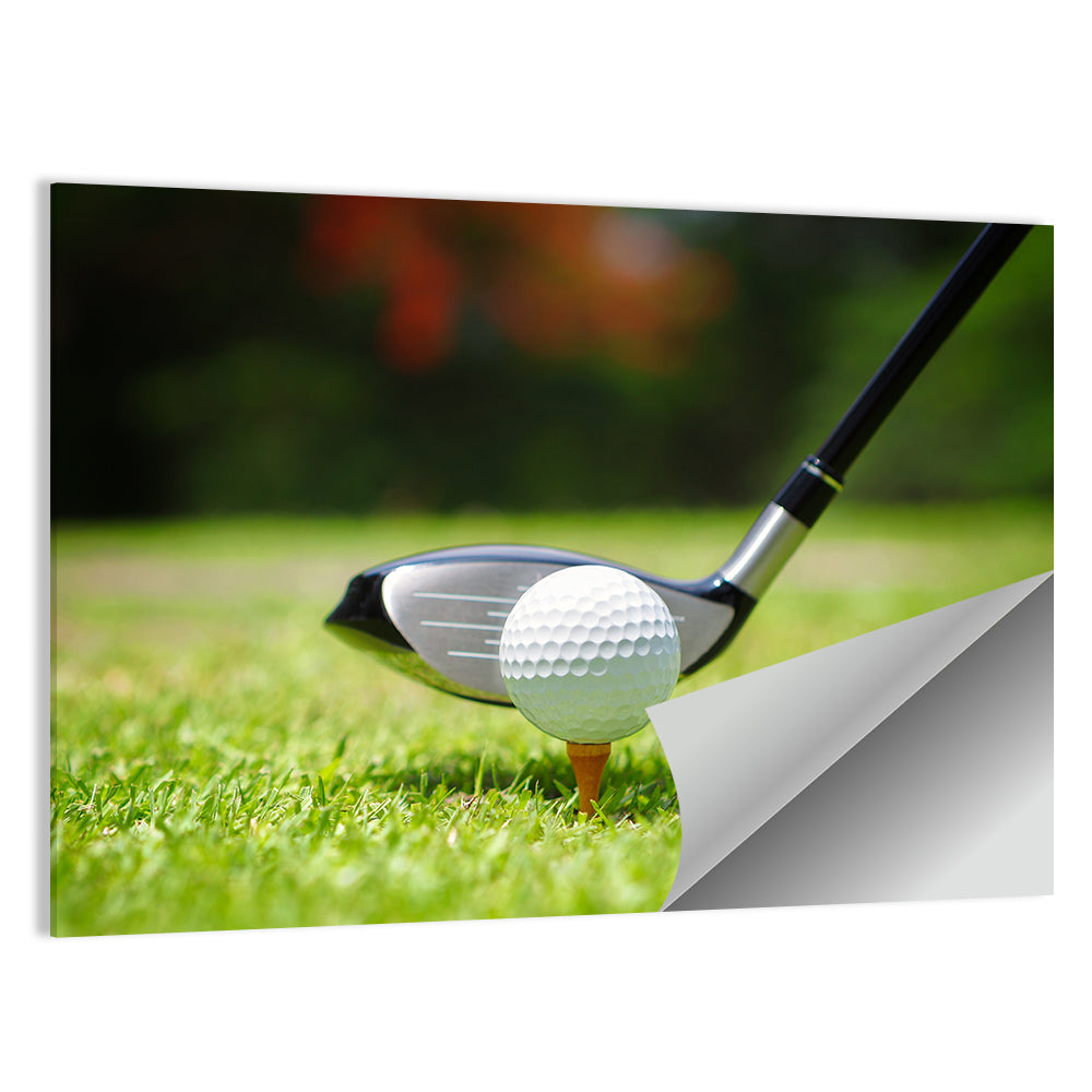 Golf Ball with Driver on Tee Wall Art