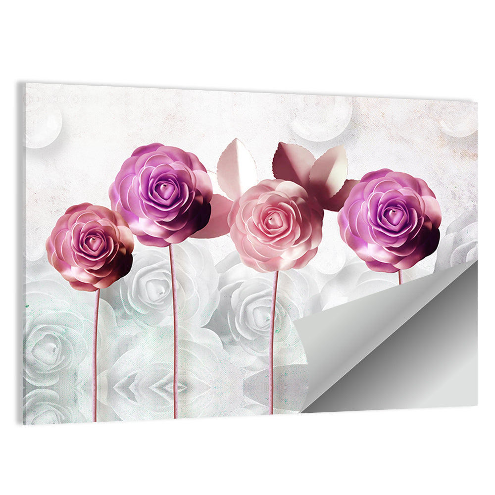 3d Quartet of Roses Wall Art