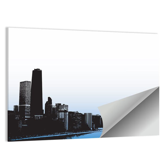 Chicago Skyline Blue Reflection Wall Art as a poster print