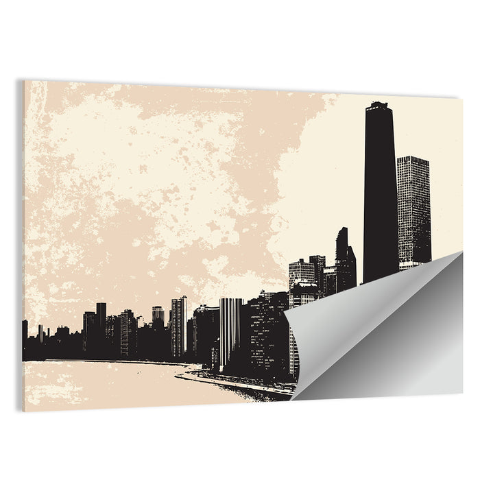 Chicago Skyline Silhouette Wall Art as a poster print