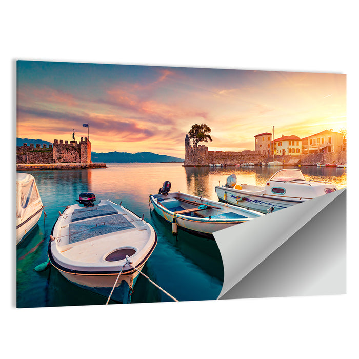 Nafpaktos Harbor at Sunset Wall Art as a poster print