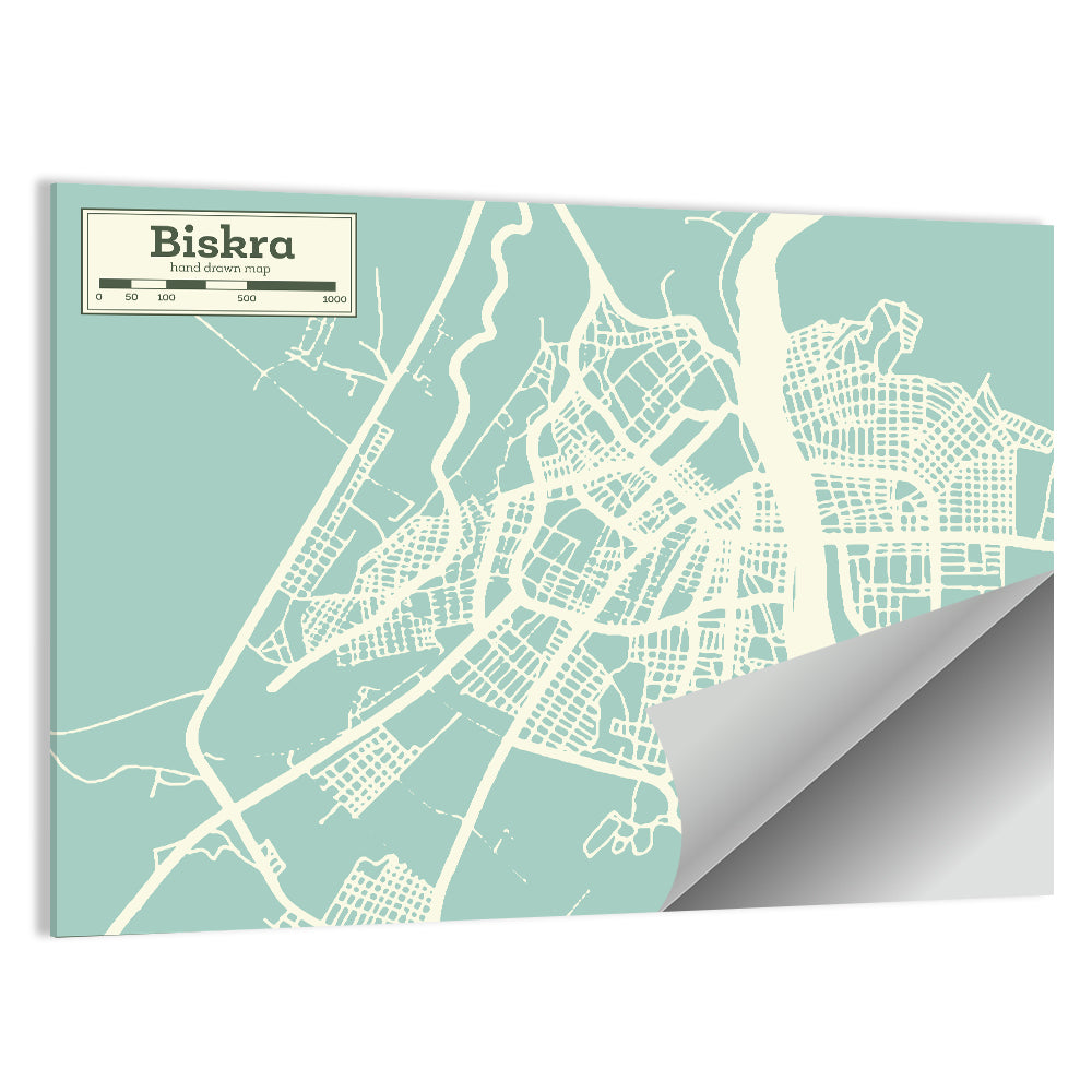 Biskra City Map Wall Art