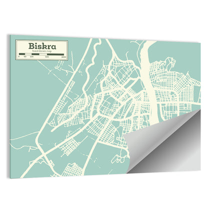 Biskra City Map Wall Art