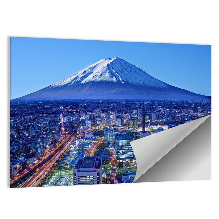 Mount Fuji Above Fujinomiya Skyline Wall Art as a poster print