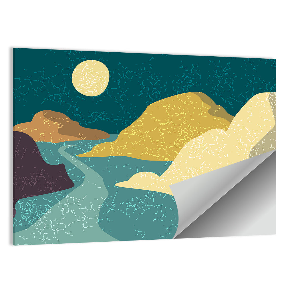 Moonlit Minimalist Mountain Wall Art