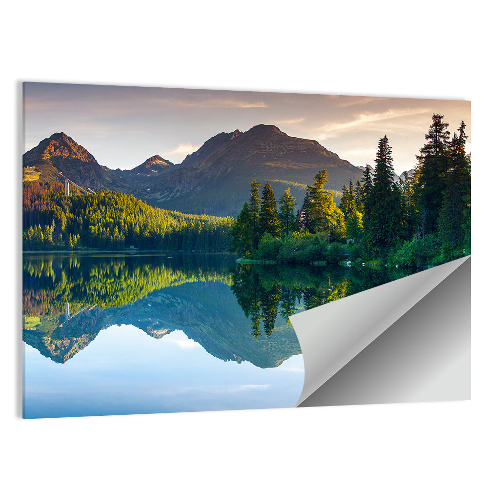 Strbske Pleso Lake at Golden Hour Wall Art