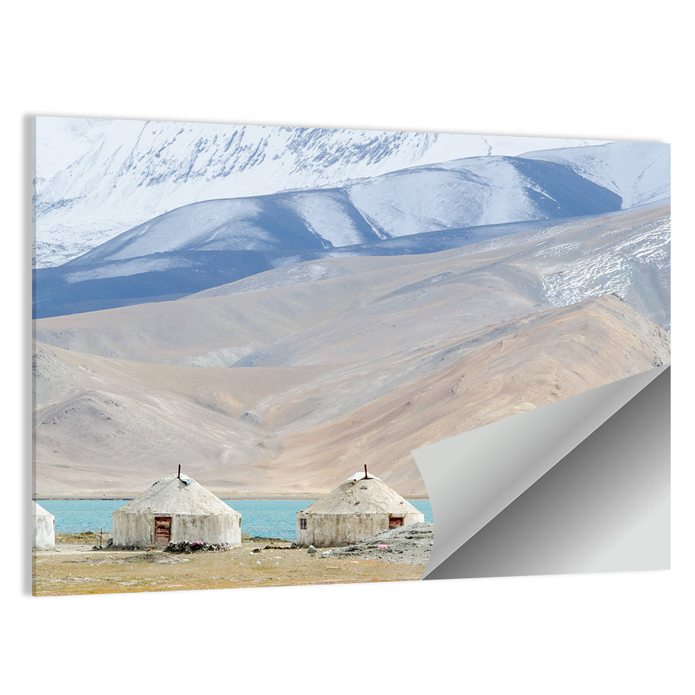 Yurts In Mountain At Karakul Lake Wall Art