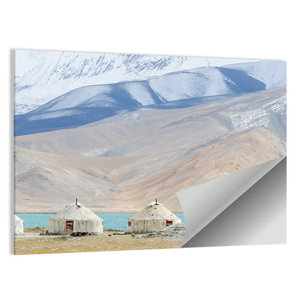Yurts In Mountain At Karakul Lake Wall Art