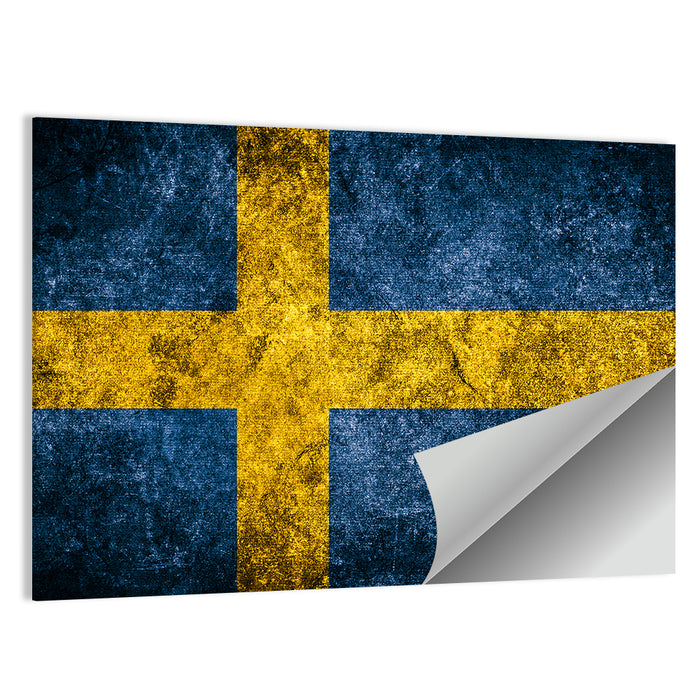 Distressed Sweden Flag Wall Art as a poster print