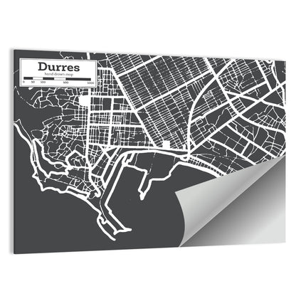 Durres City Map Albania Wall Art