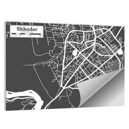 Shkoder City Map Albania Wall Art