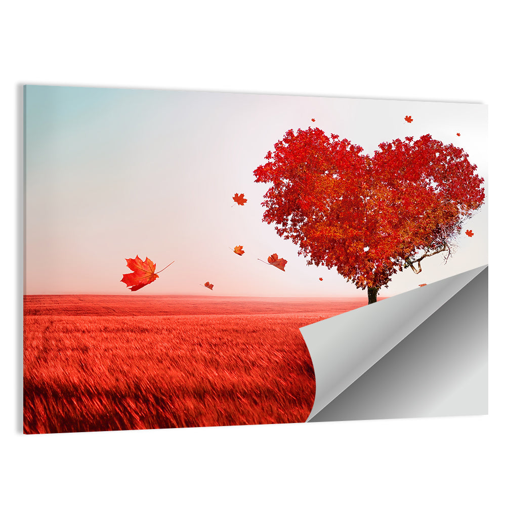 Heart-shaped Tree in Red Field Wall Art