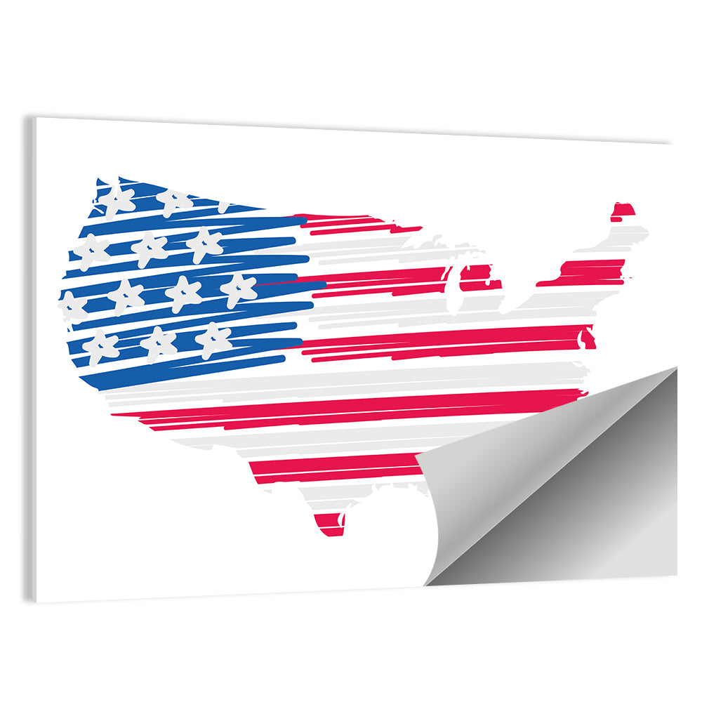 United States Flag Map Wall Art