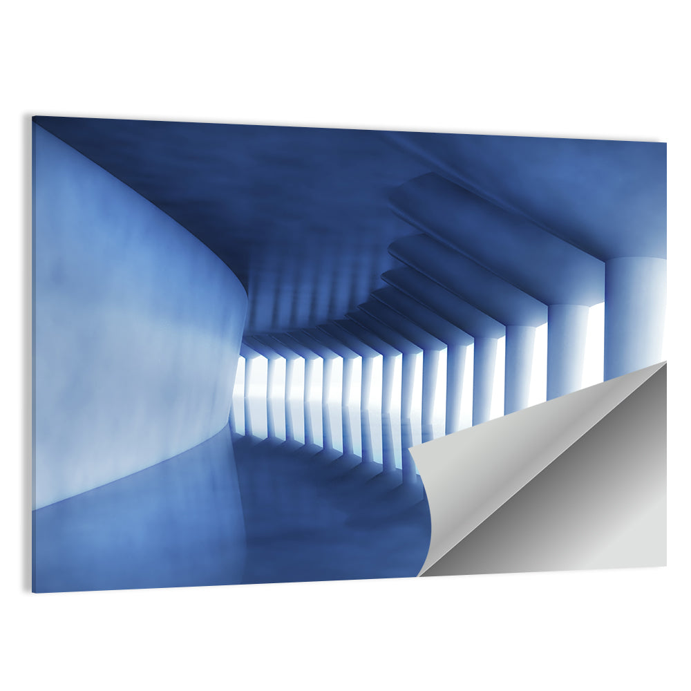 Curved Blue Corridor Wall Art