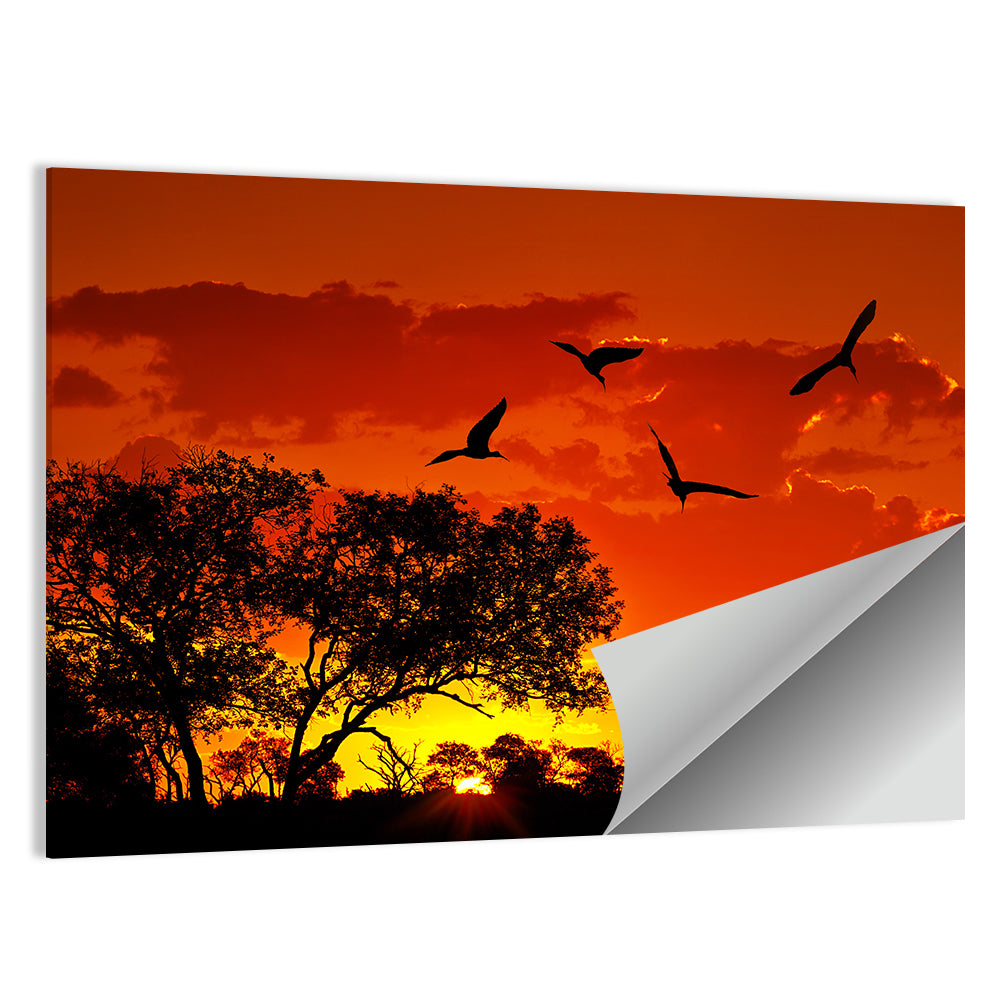 African Sunset Silhouette Wall Art
