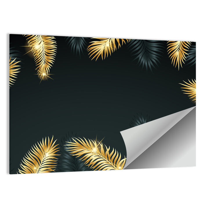 Golden Tropical Palm Leaves Wall Art as a poster print
