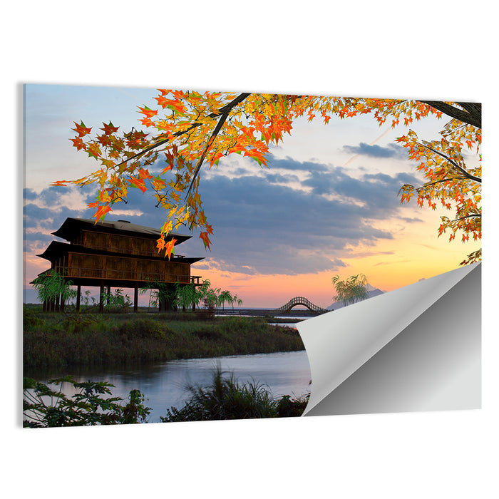 Chinese Lakeside at Dusk Wall Art as a poster print
