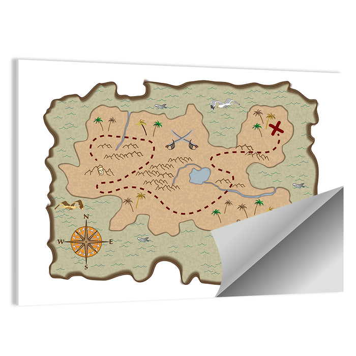 Pirate Treasure Map Wall Art as a poster print