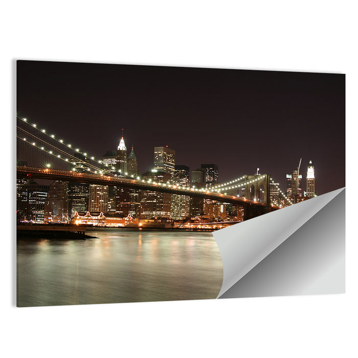 Brooklyn Bridge Night Skyline Wall Art as a poster print