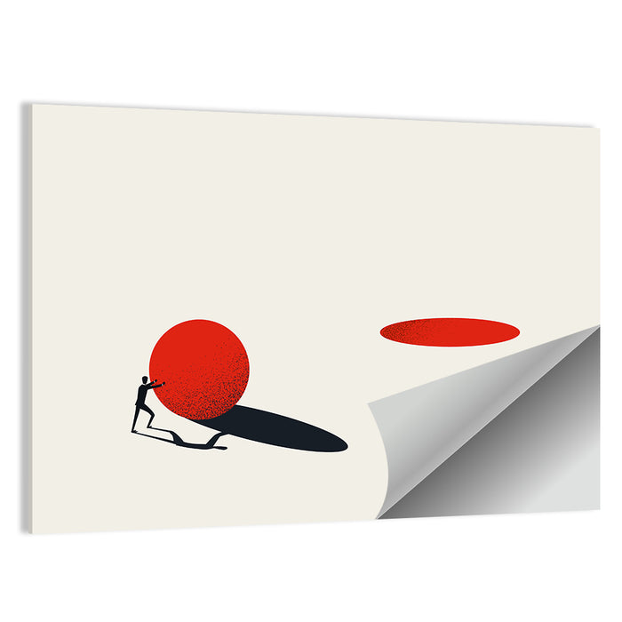 Man Pushing Sphere Wall Art as a poster print