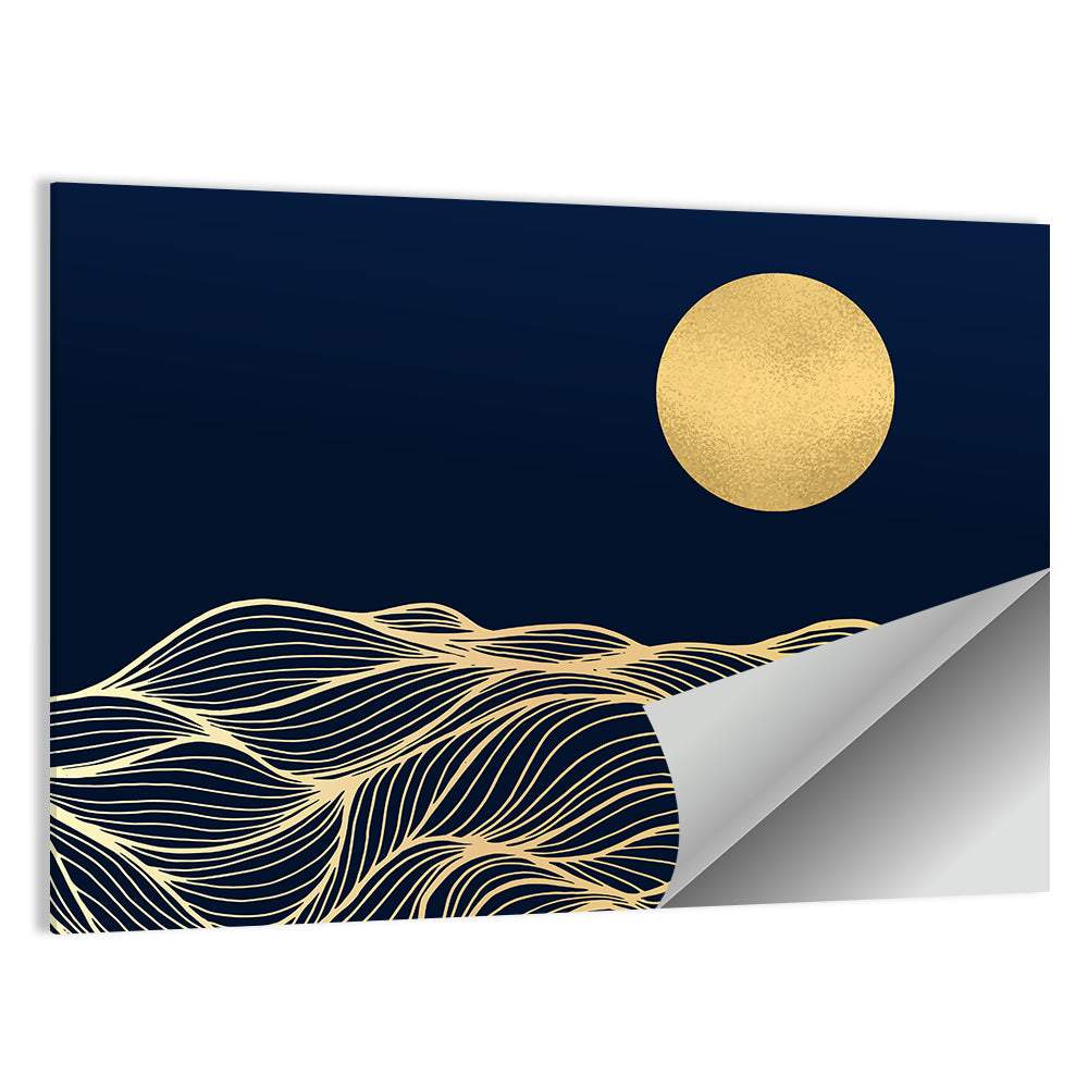 Gold Moon Minimal Seascape Wall Art
